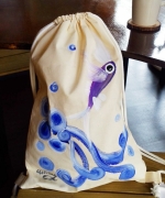 彩繪飛魚 Ｗinwing手繪束口帆布後背包